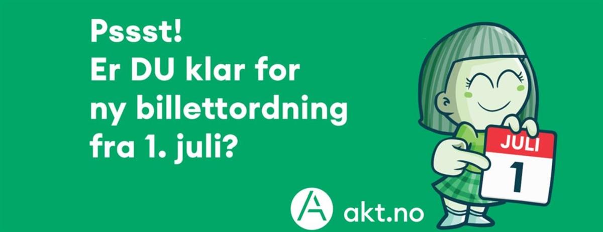 illustrasjon tegnet figur banner ny billettordning - Klikk for stort bilde
