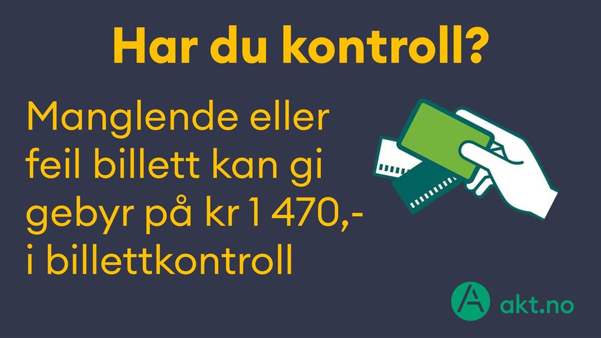 Et bilde som viser gebyrsats kr 1470 i billettkontroll - Klikk for stort bilde